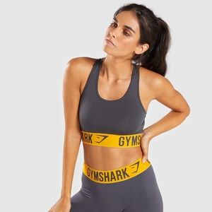 Gymshark Charcoal Yellow Fit Sports Bra M